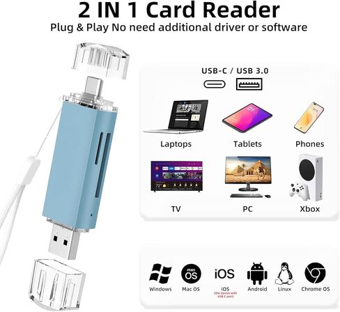 SD Card Reader - USB 3.0 and USB-C to SD/TF Memory Card Adapter, Compatible Mac, MacBook,Computer/PC, Laptop, Phone, Support UHS-I SDHC/SDXC/MicroSD in Saudi Arabia
