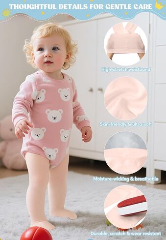 Zando Ultra Soft Toddler Ballet Tights Seamless Baby Girl Stockings 1-6T | Opaque Skin-Friendly Footed Tights, Comfort Stretch Fit, Vibrant Colors, Daily Wear, Ballet Dance Class, Halloween, Christmas in Saudi Arabia