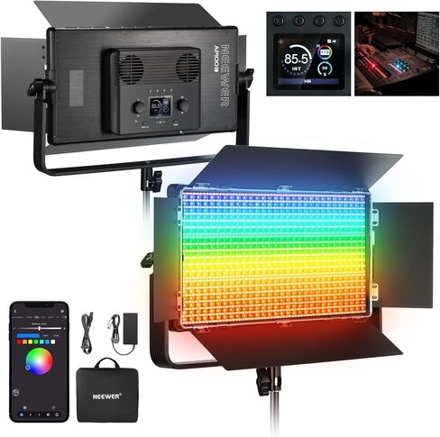 نيوير لوحة اضاءة فيديو رفيعة للغاية 192 LED مع شاشة LCD، بطارية ليثيوم مدمجة قابلة للتعتيم ثنائية اللون 3200K-5600K، CRI 95+ اضاءة اكثر سلاسة لمقاطع الفيديو الشخصية على يوتيوب in Kuwait