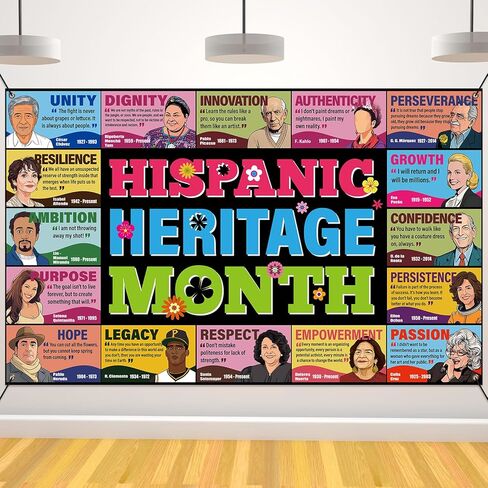 Hispanic Heritage Month Decorations Latin American Banner Backdrop Background Spanish Classroom Decor National Hispanic Heritage Month Inspirational Quote Decorations for Classroom Home in Saudi Arabia