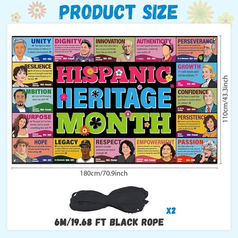 Hispanic Heritage Month Decorations Latin American Banner Backdrop Background Spanish Classroom Decor National Hispanic Heritage Month Inspirational Quote Decorations for Classroom Home in Saudi Arabia