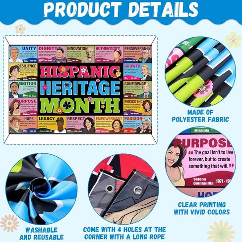 Hispanic Heritage Month Decorations Latin American Banner Backdrop Background Spanish Classroom Decor National Hispanic Heritage Month Inspirational Quote Decorations for Classroom Home in Saudi Arabia