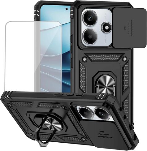 بالنسبة إلى Xiaomi Redmi Note 14 5G CASE مع واقي شاشة زجاجي مقسى وغطاء الكاميرا الشريحة ، حامل تركيب السيارة المغناطيسي غطاء واقي من أجل Xiaomi Redmi Note 14 5G Blue in Kuwait