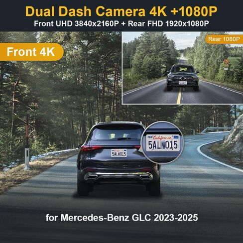 Fitcamx 4K Dual Dash Cam Suitable for Benz GLC 300 4MATIC 2023 2024 2025 (HD2-6588), Integrated OEM Look, Front 2160P+Rear 1080P Video, WiFi & APP, Loop Recording, G-Sensor, Easy to Set, 128GB Card in Saudi Arabia