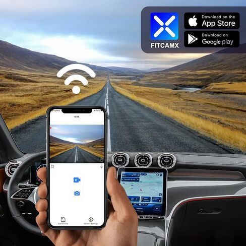 Fitcamx 4K Dual Dash Cam Suitable for Benz GLC 300 4MATIC 2023 2024 2025 (HD2-6588), Integrated OEM Look, Front 2160P+Rear 1080P Video, WiFi & APP, Loop Recording, G-Sensor, Easy to Set, 128GB Card in Saudi Arabia
