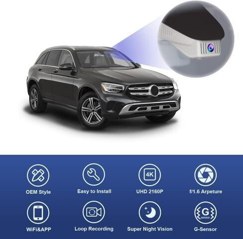 Fitcamx 4K Front and Rear Dash Cam Suitable for Mercedes-Benz GLC 300 & C Class (Model 6251), OEM Style, Front 2160P+Rear 1080P Video, Loop Recording, WiFi & APP, G-Sensor, Easy to Operate, 128GB Card in Saudi Arabia