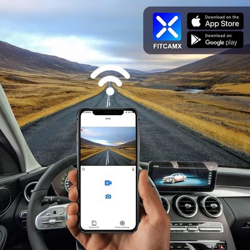 Fitcamx 4K Front and Rear Dash Cam Suitable for Mercedes-Benz GLC 300 & C Class (Model 6251), OEM Style, Front 2160P+Rear 1080P Video, Loop Recording, WiFi & APP, G-Sensor, Easy to Operate, 128GB Card in Saudi Arabia