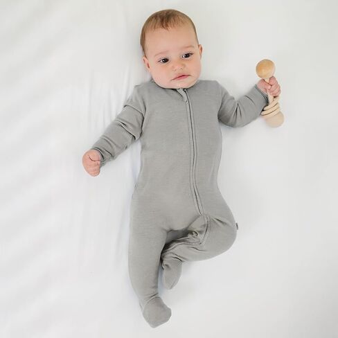 Woolino Toddler Footie Sleeper, Merino Wool Baby Pajamas, One-Piece Sleeper Jumpsuit, Front Zip Footie Romper for Unisex in Kuwait