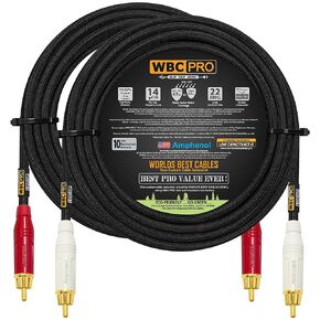 50 Foot RCA Cable Pair - WBC-PRO-LOCAP Low-Capacitance (14pF/ft) 22 AWG Ultra-Silent Audiophile & Professional-Grade Audio Interconnect Cable with Amphenol ACPR Gold RCA Plugs & Black Tweed Jacket in Kuwait