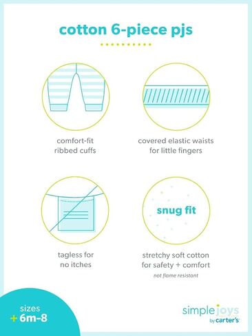 Simple Joys by Carter's Babies, Toddlers, and Girls' 6-Piece Snug-Fit Cotton Pajama Set in Saudi Arabia