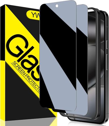 2 Pack YWXTW Privacy Screen Protector for Google Pixel 10/10 Pro/Pixel 9/9 Pro, [Support Fingerprint Unlock] 9H Hardness Tempered Glass Privacy Screen Protector, Case Friendly Bubble Free Accessories in Saudi Arabia