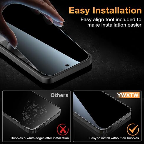 2 Pack YWXTW Privacy Screen Protector for Google Pixel 10/10 Pro/Pixel 9/9 Pro, [Support Fingerprint Unlock] 9H Hardness Tempered Glass Privacy Screen Protector, Case Friendly Bubble Free Accessories in Saudi Arabia