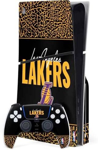 Skinit Decal Gaming Skin Compatible with PS5 Slim Disk Bundle - Officially Licensed NBA Los Angeles Lakers Elephant Print Design in Saudi Arabia