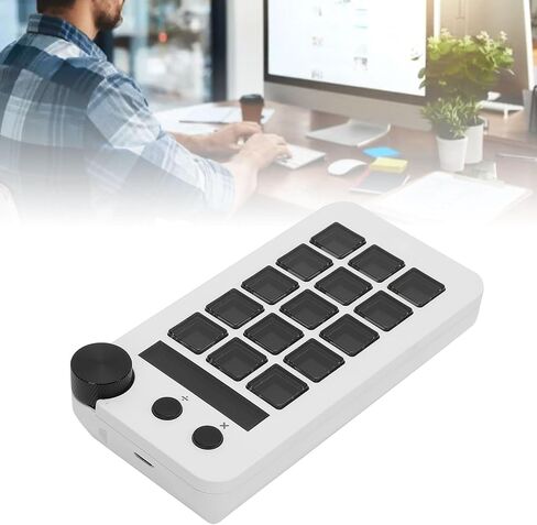 Stream Controller, Stream Control Deck with Knob 15 Macro Keys, Customizable Visual Keyboard Trigger Actions in Apps Software for PC, LCD Keys Stream Controller (White) in Saudi Arabia
