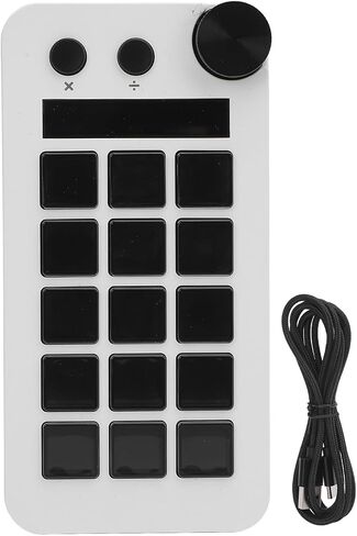 Stream Controller, Stream Control Deck with Knob 15 Macro Keys, Customizable Visual Keyboard Trigger Actions in Apps Software for PC, LCD Keys Stream Controller (White) in Saudi Arabia