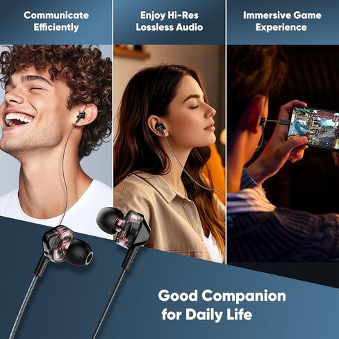 سماعات الرأس HI-Fi مزدوجة مع ميكروفون HD ، USB-C سلكية الأذن في الأذن ، باس عميق ، عزل الضوضاء ، التحكم المضمسي ، لجهاز iPhone15/16 ، هاتف Samsung الذكي ، هاتف Android ، الكمبيوتر المحمول ، جهاز USB نوع C. in Kuwait