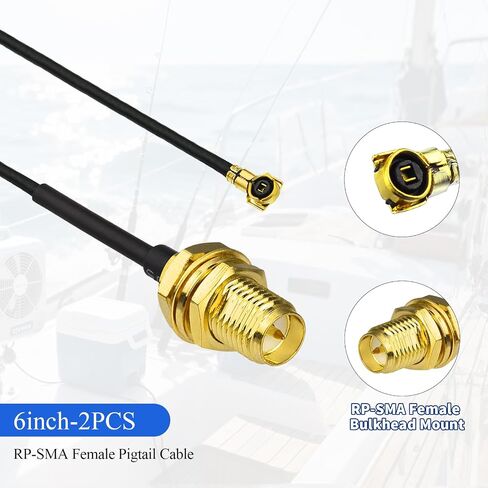 Yuslao RP-SMA Antenna Cable 25cm 9.8in RP-SMA Female Bulkhead Mount WiFi Antenna Cable (2-Pack) for M.2 NGFF WiFi Card Intel AC9560 AC9260 AC7265 AX200NGW AX201NGW AC8265 AC8260 in Kuwait