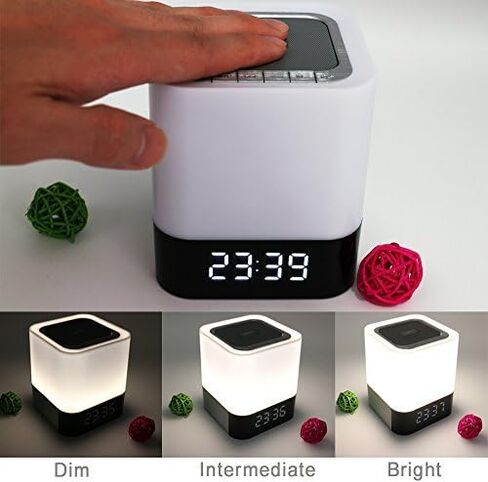 Portable Bluetooth Speaker + Music Reactive Multi-Color Touch Sensor Night Light Lamp, with LED Display, Alarm Clock, Micro SD Card & USB & AUX Slots for Smart Phone, MP3, iPad and Tablet in Saudi Arabia