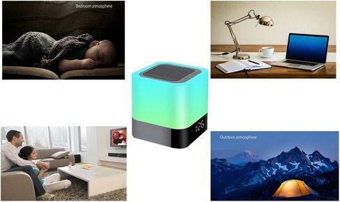 Portable Bluetooth Speaker + Music Reactive Multi-Color Touch Sensor Night Light Lamp, with LED Display, Alarm Clock, Micro SD Card & USB & AUX Slots for Smart Phone, MP3, iPad and Tablet in Saudi Arabia
