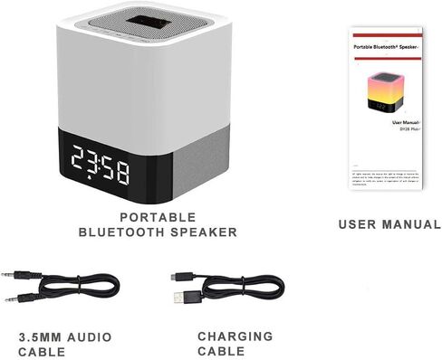 Portable Bluetooth Speaker + Music Reactive Multi-Color Touch Sensor Night Light Lamp, with LED Display, Alarm Clock, Micro SD Card & USB & AUX Slots for Smart Phone, MP3, iPad and Tablet in Saudi Arabia