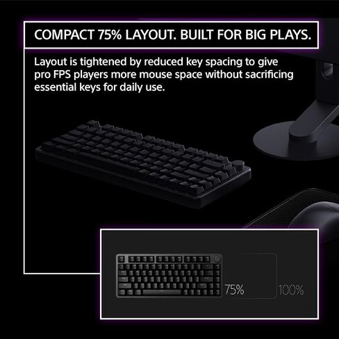 Sony INZONE KBD-H75 75% Wired Aluminum Chassis Gaming Keyboard, Hall-Effect Switch, Rapid Trigger, Adjustable Actuation Point, 8000 Hz Polling Rate, RGB Lighting, Volume Dial in Saudi Arabia
