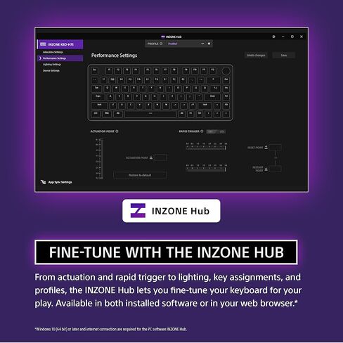 Sony INZONE KBD-H75 75% Wired Aluminum Chassis Gaming Keyboard, Hall-Effect Switch, Rapid Trigger, Adjustable Actuation Point, 8000 Hz Polling Rate, RGB Lighting, Volume Dial in Saudi Arabia