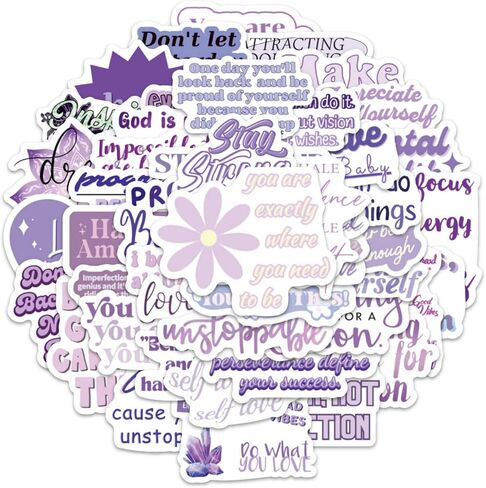 50PCS Purple Inspirational Stickers, Motivational Quote Stickers for Vision Board Water Bottles Laptops, Affirmation Purple Aesthetic Sticker for Girls,Adults in Kuwait