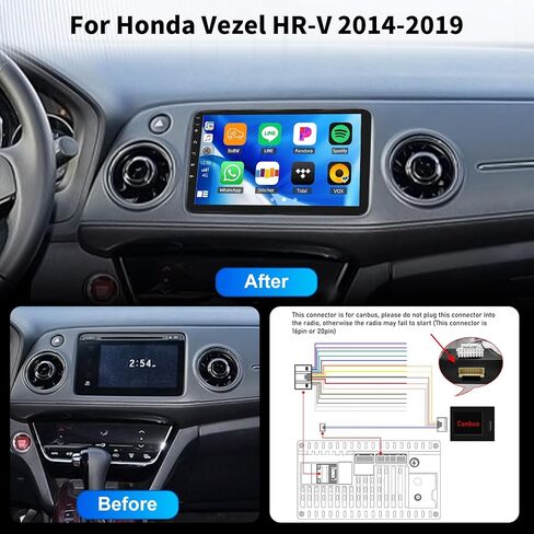 [4+64G] 8-Core Android 15 Car Stereo for Honda Vezel HR-V 2014-2019 with Wireless Carplay&Android Auto,9 Inch Car Radio with Mirror Link Bluetooth FM/RDS WiFi GPS SWC Dual USB+Mic in Saudi Arabia