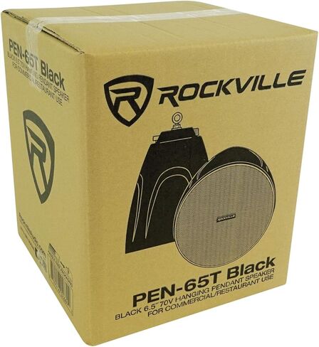 Rockville PEN-65T Black 6.5" 70V/100V/8-Ohm Hanging Pendant Speakers, Clear Sound, Easy Install, Durable Build, Perfect for Restaurants and Bars (6 Item) in Saudi Arabia