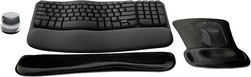Logitech MK670 Comfort Wave Wireless Keyboard & Mouse Combo Home Office Active Lifestyle Modern Bundle with Micro Mirror Portable Wireless Bluetooth Speaker, Gel Wrist Pad & Gel Mouse Pad in Saudi Arabia
