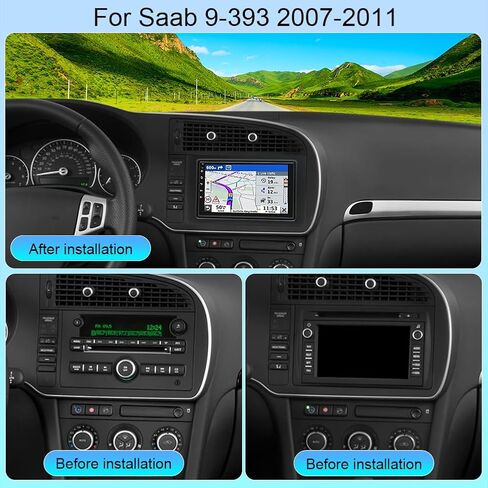 Android 13 Double Din Car Radio Stereo لـ Saab 9-3 93 2007-2011 مع Carplay Android Auto ، 7 بوصة IPS شاشة اللمس 2G+32G استقبال الصوت مع WiFi GPS Bluetooth AHD SWC FM AM كاميرا احتياطية in Kuwait
