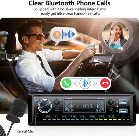 راديو سيار واحد من DIN Stereo Radio Bluetooth Multimedia Car Audio مع شاشة LCD الرقمية FM Car Radio USB/SD/AUX-IN in Kuwait