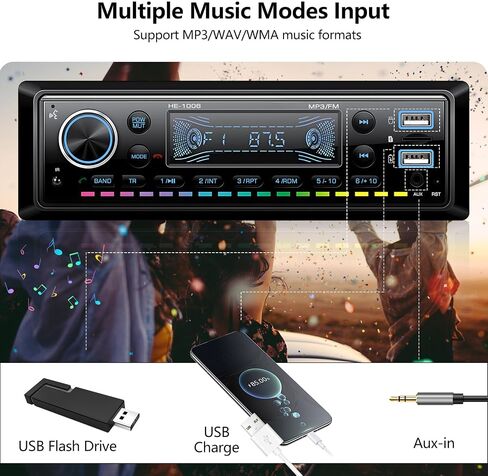 راديو سيار واحد من DIN Stereo Radio Bluetooth Multimedia Car Audio مع شاشة LCD الرقمية FM Car Radio USB/SD/AUX-IN in Kuwait