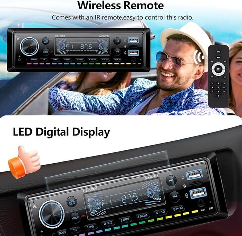 راديو سيار واحد من DIN Stereo Radio Bluetooth Multimedia Car Audio مع شاشة LCD الرقمية FM Car Radio USB/SD/AUX-IN in Kuwait