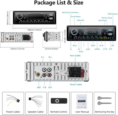 راديو سيار واحد من DIN Stereo Radio Bluetooth Multimedia Car Audio مع شاشة LCD الرقمية FM Car Radio USB/SD/AUX-IN in Kuwait