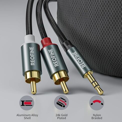3.5 مم إلى RCA Cable (5feet/1.5m) ، 3.5 مم 1/8 إلى RCA 2-MALE ، محول مقبس سماعة الرأس HIFI Sound Sound Flitter للهواتف الذكية ، مشغلات MP3 ، أجهزة الكمبيوتر المحمولة ، الكمبيوتر اللوحي ، مكبر صوت in Kuwait