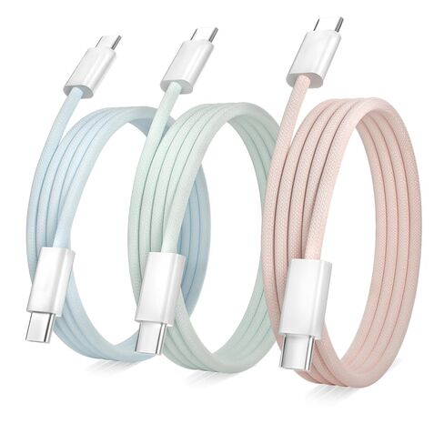 كابل شاحن منسوج 3 قدم من أجل Apple ، USB C إلى USB C Cable 60W من النوع C من النوع C الشحن السريع المتوافق مع iPhone 16/16 Plus/16 Pro/16 Pro Max/iPhone 15/15 Pro Max/iPad Pro/Airpods (2 Pack) in Kuwait