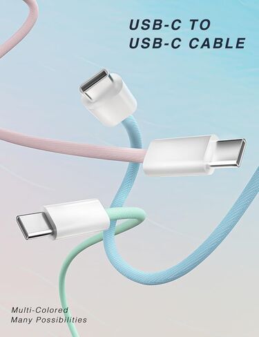 كابل شاحن منسوج 3 قدم من أجل Apple ، USB C إلى USB C Cable 60W من النوع C من النوع C الشحن السريع المتوافق مع iPhone 16/16 Plus/16 Pro/16 Pro Max/iPhone 15/15 Pro Max/iPad Pro/Airpods (2 Pack) in Kuwait