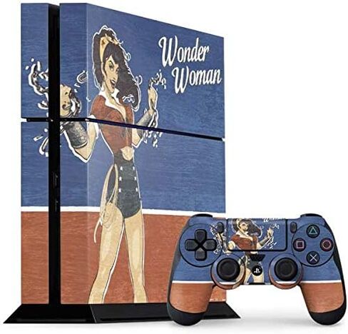 ألعاب Skinit Scenit Gaming Skin متوافقة مع وحدة التحكم PS4 وحزمة التحكم - تصميم Warner Bros Wonder Bombshell المرخص رسميًا in Saudi Arabia