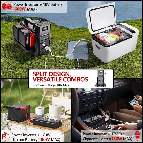 500W Pure GENT WAVE POWERTER لبطارية MILWAUKEE M18 18V ، 4-POTTS DC 18V إلى AC (2 منافذ) محول محول شاحن شاحن الشاحن 120V للتخييم ، الطوارئ (أداة فقط) in Kuwait