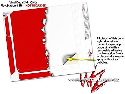 التفاف الجلد فينيل ملصق متوافق مع Sony PlayStation 4 Cliss Console Colors Red White (PS4 غير متضمن) in Kuwait