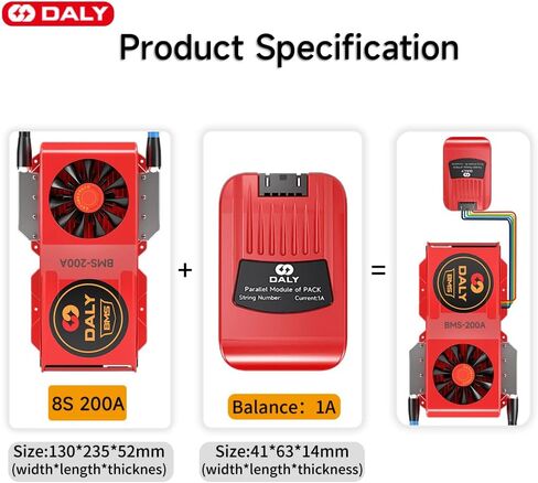 DALY BMS Parallel Module 1A+ LIFEPO4 SMART BMS 8S 24V 200A مع مروحة التبريد UART RS485 CAN BLUETOOTH BMS PRAMETRAMER in Saudi Arabia