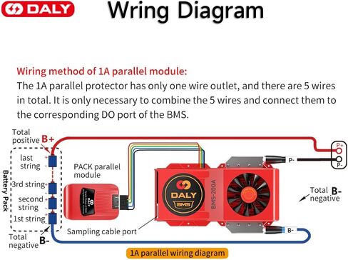 DALY BMS Parallel Module 1A+ LIFEPO4 SMART BMS 8S 24V 200A مع مروحة التبريد UART RS485 CAN BLUETOOTH BMS PRAMETRAMER in Saudi Arabia