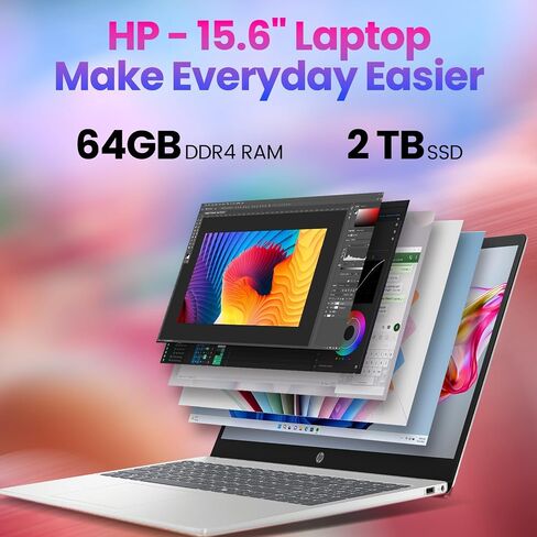 HP 2025 15.6 "جهاز كمبيوتر محمول من شاشة اللمس ، 13th Gen Intel Core I3-1315U (حتى 4.5 جيجا هرتز) ، ذاكرة الوصول العشوائي 64 جيجابايت ، 2 تيرابايت SSD ، Wi-Fi 6 ، BT 5.3 ، Windows 11 Pros Business Computer ، ث/الملحقات in Saudi Arabia