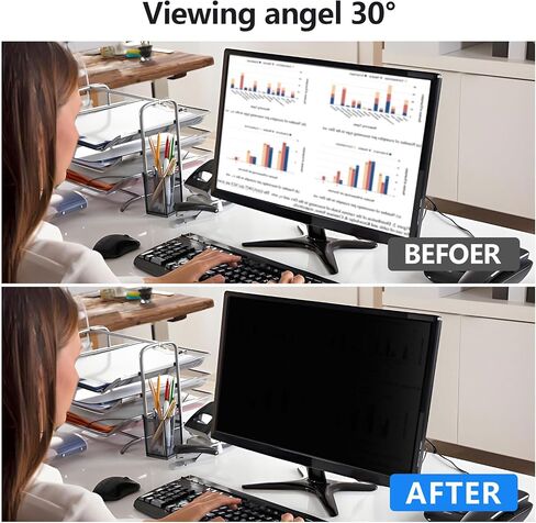 [2-Pack 28 inch Computer Privacy Screen Shield, Against Blue Light & Reduce Glare Filter, Data Security Screen Protector Film, Easy to Attach & Removable,24.49 in X 13.46 in in Saudi Arabia
