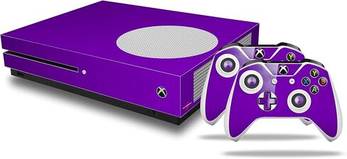 لفات الجلد فينيل ملصق متوافق مع وحدة التحكم في Xbox One S ووحدات التحكم - مجموعة المواد الصلبة الأرجواني in Saudi Arabia