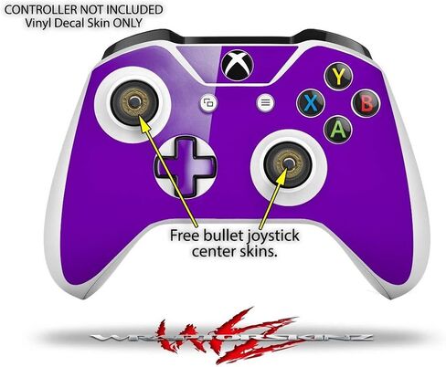 لفات الجلد فينيل ملصق متوافق مع وحدة التحكم في Xbox One S ووحدات التحكم - مجموعة المواد الصلبة الأرجواني in Saudi Arabia