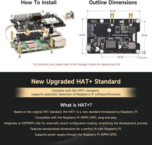 PCIE Waveshare إلى M.2 e مفتاح محول مع وظيفة POE ، متوافق مع Raspberry PI 5 ، دعم NGFF (M.2 E KEY) NIC WIRELYS ، RASPBERRY PI 5 PCIE HAT ، يشمل AX210 اللاسلكي. in Kuwait
