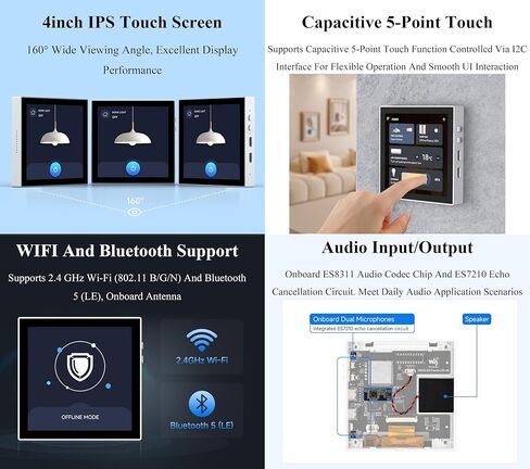 AI ESP32-S3 Smart 86 Box Board ، يدعم 2.4 جيجا هرتز Wi-Fi/Bluetooth Ble 5 ، على متن عرض 480 × 480 بكسل ، يدعم التفاعل الصوتي من الذكاء الاصطناع in Kuwait