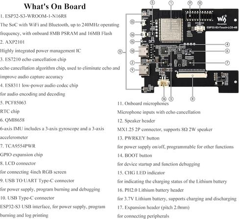 AI ESP32-S3 Smart 86 Box Board ، يدعم 2.4 جيجا هرتز Wi-Fi/Bluetooth Ble 5 ، على متن عرض 480 × 480 بكسل ، يدعم التفاعل الصوتي من الذكاء الاصطناع in Kuwait
